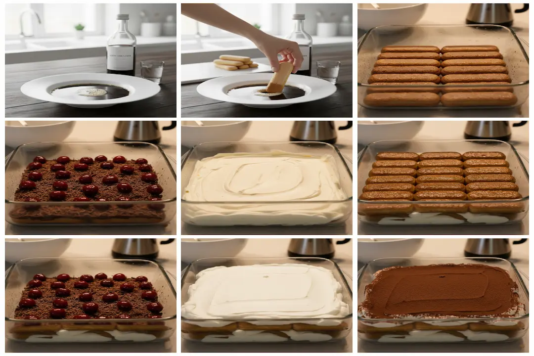 Mains incorporant délicatement des blancs en neige dans une crème au mascarpone et jaunes d'œufs pour un Tiramisu Forêt-Noire.
