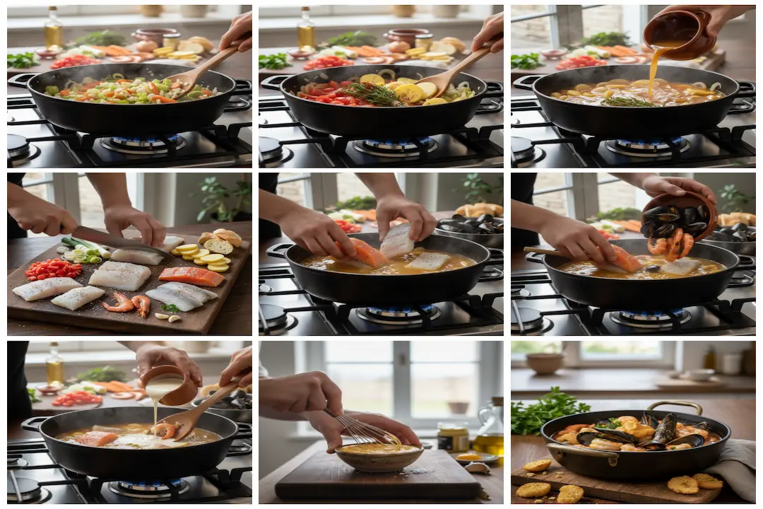 Étape de la recette : Faire suer l'oignon, le poireau, la carotte et l'ail dans l'huile d'olive dans une grande marmite.