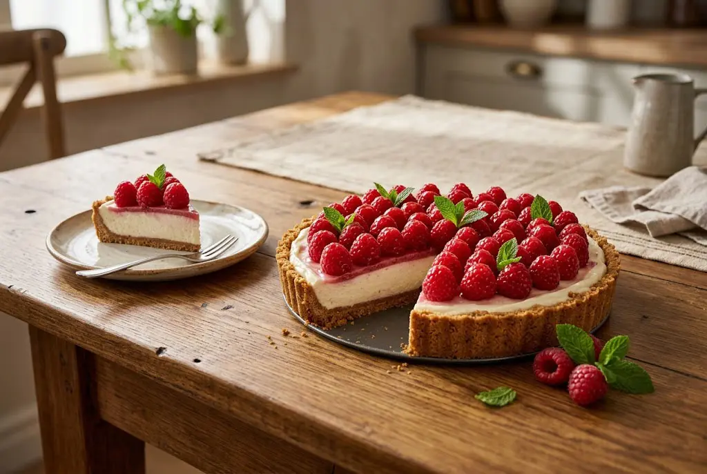 Tarte sans cuisson aux framboises et spéculoos irrésistible et parfaite